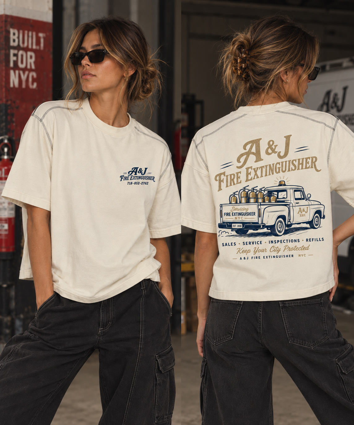 A&J Service Truck Tee, on model, female
